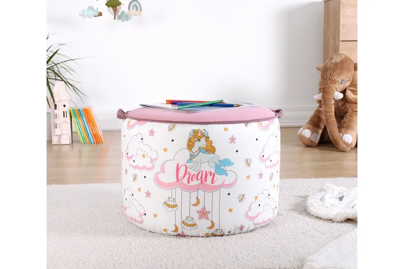 Lachine Barnsittpuff - Rosa/Vit - Möbler - Stolar & fåtöljer - Pall & puff - Sittpuff