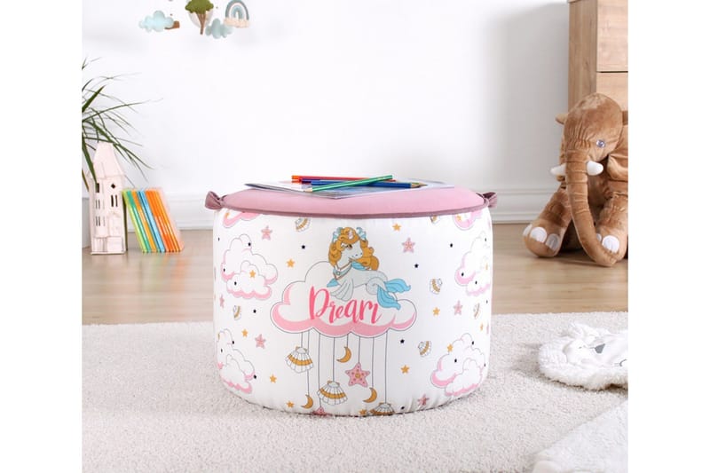 Lachine Barnsittpuff - Rosa/Vit - Möbler - Stolar & fåtöljer - Pall & puff - Sittpuff