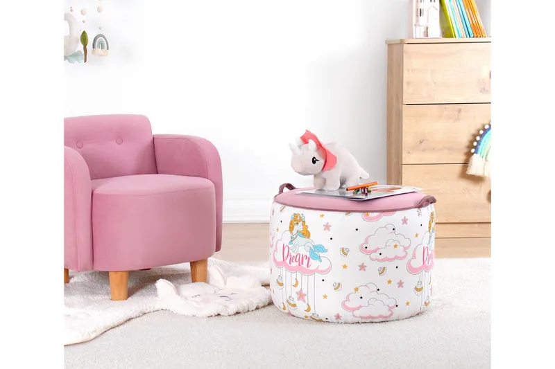 Lachine Barnsittpuff - Rosa/Vit - Möbler - Stolar & fåtöljer - Pall & puff - Sittpuff