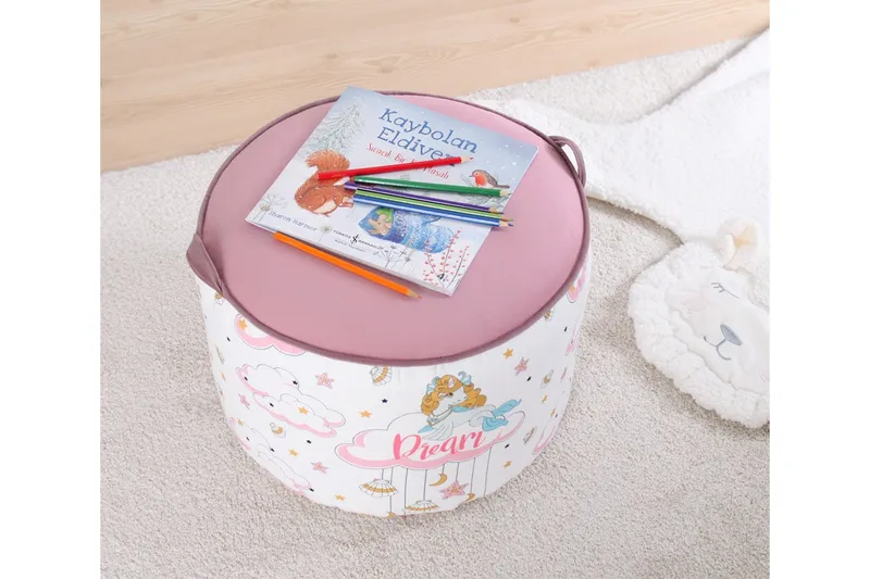 Lachine Barnsittpuff - Rosa/Vit - Möbler - Stolar & fåtöljer - Pall & puff - Sittpuff