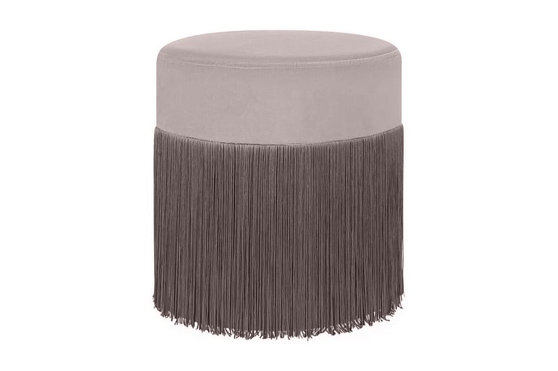 Lefurgy Sittpuff med Fransar Sammet - Beige - Sittpuff