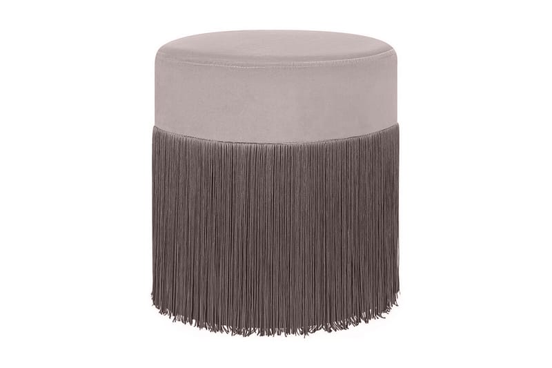 Lefurgy Sittpuff med Fransar Sammet, Beige