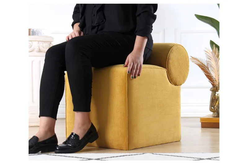 Linburg Sittpuff 45 cm - Gul - Möbler - Stolar & fåtöljer - Pall & puff - Sittpuff