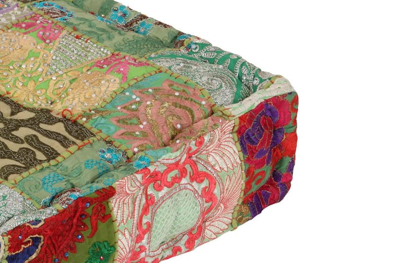 Sittpuff lappmönster fyrkantig handgjord 50x50x12 cm grön - Flerfärgad - Möbler - Stolar & fåtöljer - Pall & puff - Sittpuff - Marockansk sittpuff
