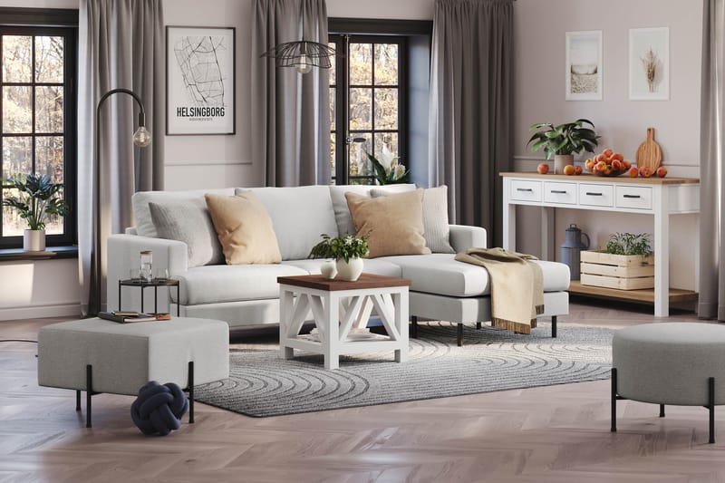 Menard Compact Sittpuff 60 cm Kvadratisk - Ljusgrå - Möbler - Stolar & fåtöljer - Pall & puff - Sittpuff