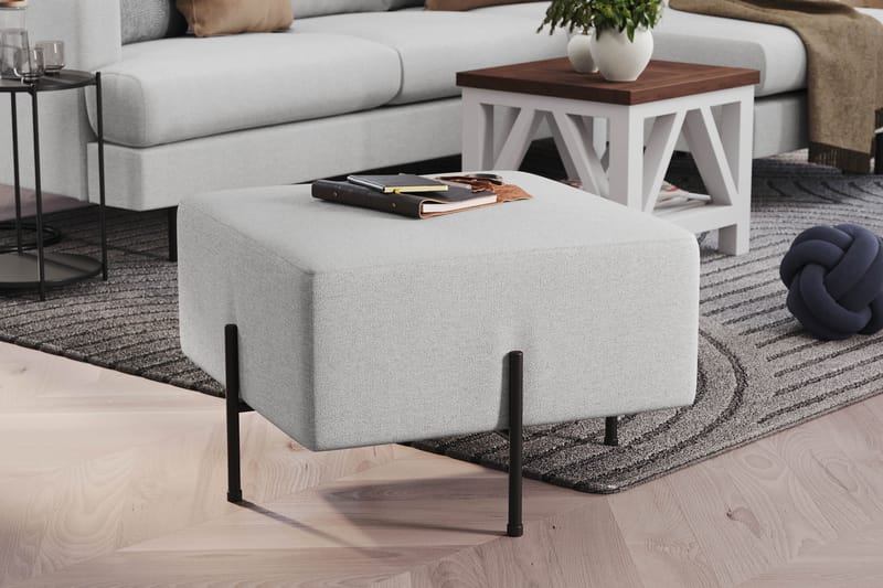 Menard Compact Sittpuff 60 cm Kvadratisk - Ljusgrå - Möbler - Stolar & fåtöljer - Pall & puff - Sittpuff