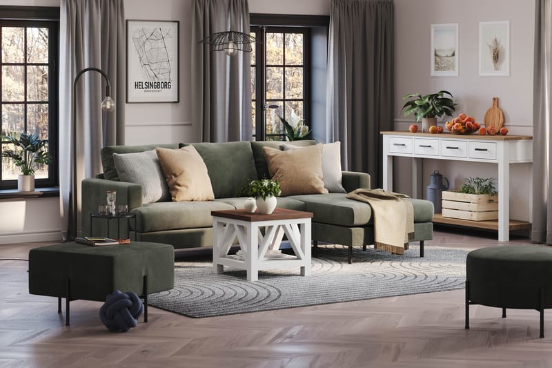 Menard Compact Sittpuff 60 cm Kvadratisk - Mörkgrön - Möbler - Stolar & fåtöljer - Pall & puff - Sittpuff