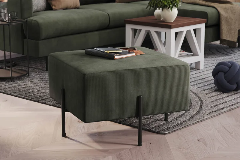 Menard Compact Sittpuff 60 cm Kvadratisk - Mörkgrön - Möbler - Stolar & fåtöljer - Pall & puff - Sittpuff