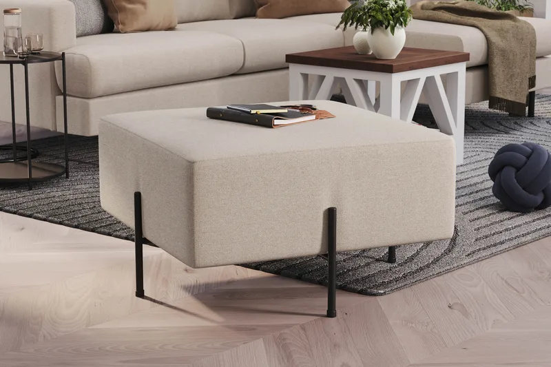 Menard Compact Sittpuff 70 cm Kvadratisk - Beige - Möbler - Stolar & fåtöljer - Pall & puff - Sittpuff