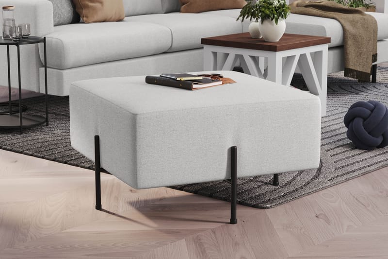 Menard Compact Sittpuff 70 cm Kvadratisk - Ljusgrå - Möbler - Stolar & fåtöljer - Pall & puff - Sittpuff