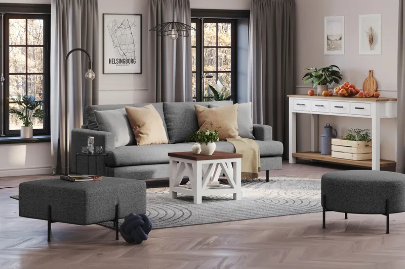 Menard Compact Sittpuff 70 cm Kvadratisk - Mörkgrå - Möbler - Stolar & fåtöljer - Pall & puff - Sittpuff