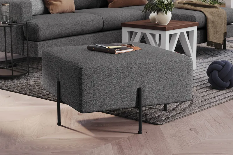 Menard Compact Sittpuff 70 cm Kvadratisk - Mörkgrå - Möbler - Stolar & fåtöljer - Pall & puff - Sittpuff