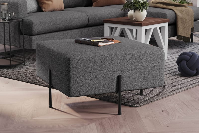 Menard Compact Sittpuff 70 cm Kvadratisk - Mörkgrå - Möbler - Stolar & fåtöljer - Pall & puff - Sittpuff