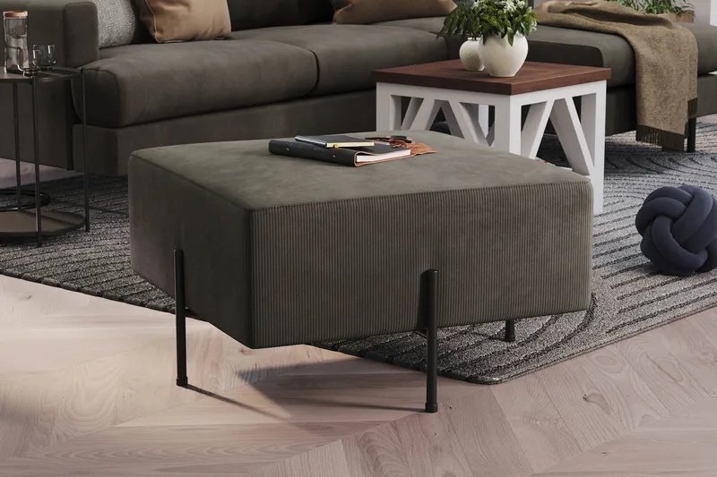 Menard Compact Sittpuff 70 cm Kvadratisk - Mörkgrå - Möbler - Stolar & fåtöljer - Pall & puff - Sittpuff