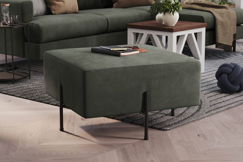Menard Compact Sittpuff 70 cm Kvadratisk - Mörkgrön - Möbler - Stolar & fåtöljer - Pall & puff - Sittpuff