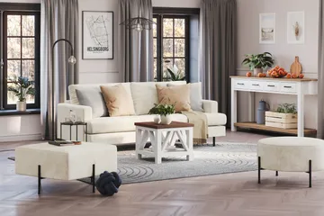 Menard Compact Sittpuff 70 cm Kvadratisk - Vit - Möbler - Stolar & fåtöljer - Pall & puff - Sittpuff