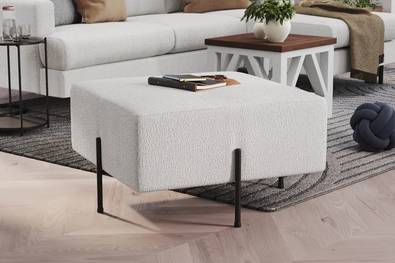 Menard Compact Sittpuff 70 cm Kvadratisk - Vit - Möbler - Stolar & fåtöljer - Pall & puff - Sittpuff