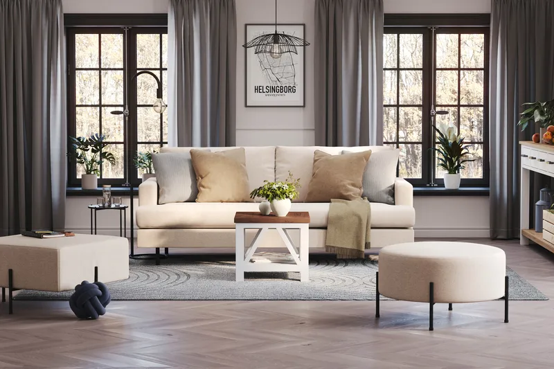 Menard Compact Sittpuff Rund 70 cm - Beige - Möbler - Stolar & fåtöljer - Pall & puff - Sittpuff