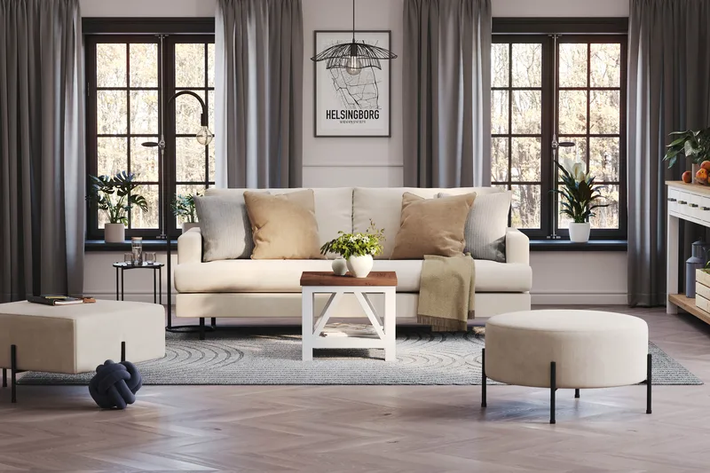 Menard Compact Sittpuff Rund 70 cm - Beige - Möbler - Stolar & fåtöljer - Pall & puff - Sittpuff