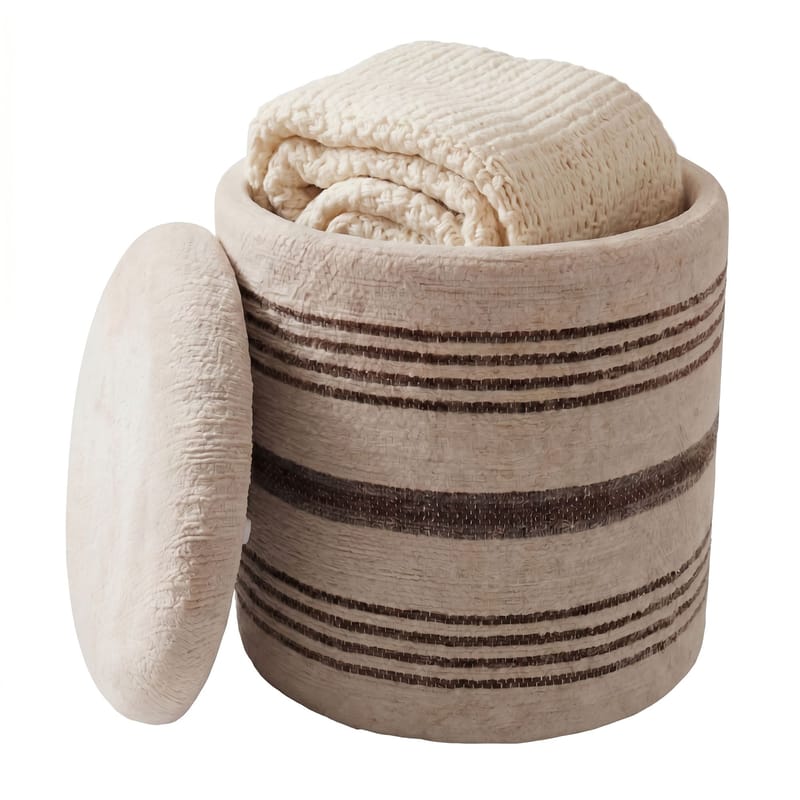 Nirek Rund sittpuff med förvaring i ulltyg - ljusbeige - Möbler - Stolar & fåtöljer - Pall & puff - Sittpuff