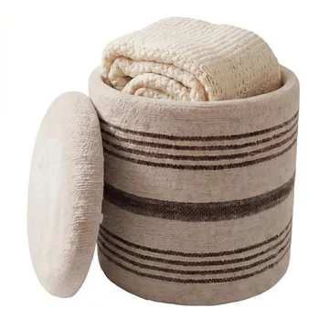Nirek Rund sittpuff med förvaring i ulltyg - ljusbeige - Möbler - Stolar & fåtöljer - Pall & puff - Sittpuff