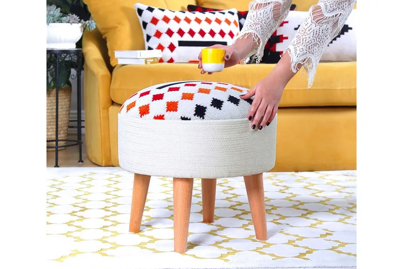 Opelousas Sittpuff 46 cm - Vit - Möbler - Stolar & fåtöljer - Pall & puff - Sittpuff