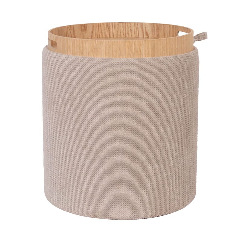 Ottoman/bord Hiro med förvaring och bricka 34,5x37 cm, Beige