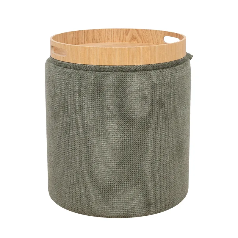 Ottoman/bord Hiro med förvaring och bricka 34,5x37 cm - Grön - Möbler - Stolar & fåtöljer - Pall & puff - Sittpuff