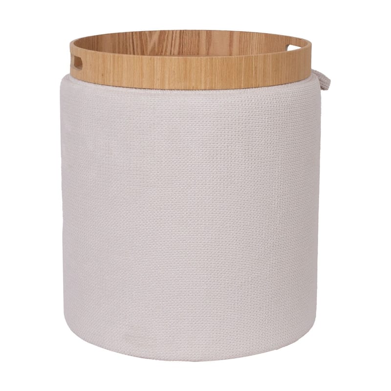 Ottoman/bord Hiro med förvaring och bricka 34,5x37 cm - Vit - Möbler - Stolar & fåtöljer - Pall & puff - Sittpuff