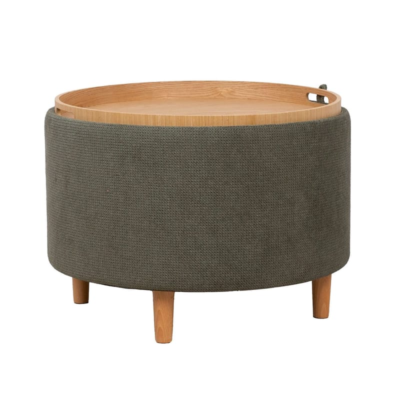 Ottoman/bord Hiro med förvaring och bricka 56x42,5 cm, Grön