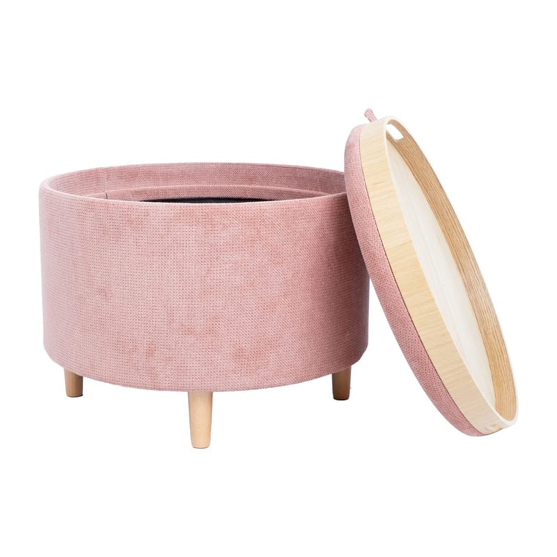 Ottoman/bord Hiro med förvaring och bricka 56x42,5 cm - Rosa - Möbler - Stolar & fåtöljer - Pall & puff - Sittpuff
