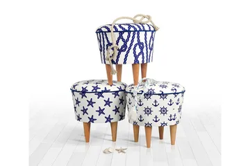 Pradera Sittpuff 42 cm - Blå/Vit - Möbler - Stolar & fåtöljer - Pall & puff - Sittpuff