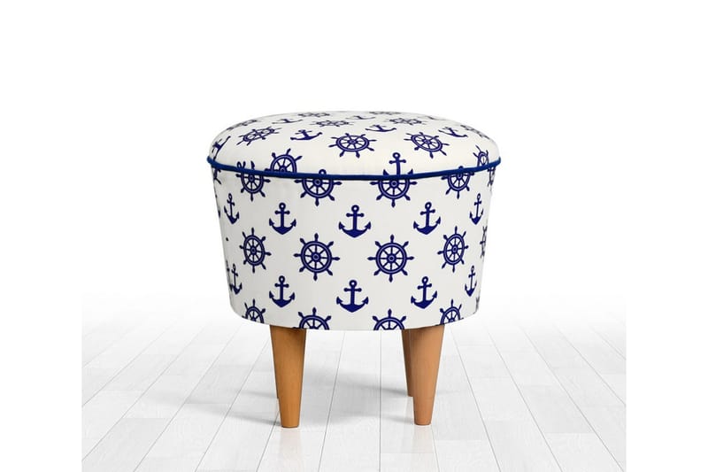 Pradera Sittpuff 42 cm - Vit/Blå - Möbler - Stolar & fåtöljer - Pall & puff - Sittpuff