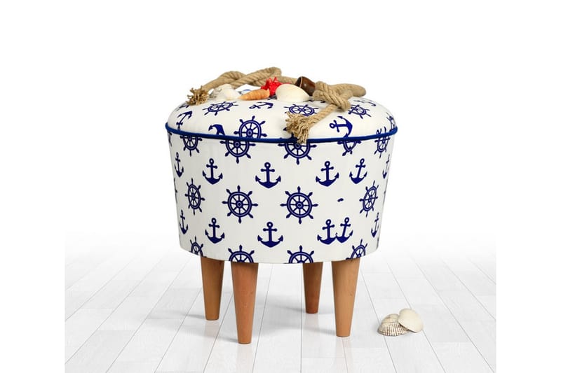 Pradera Sittpuff 42 cm - Vit/Blå - Möbler - Stolar & fåtöljer - Pall & puff - Sittpuff