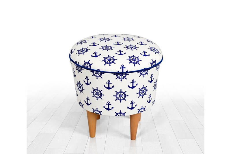 Pradera Sittpuff 42 cm - Vit/Blå - Möbler - Stolar & fåtöljer - Pall & puff - Sittpuff