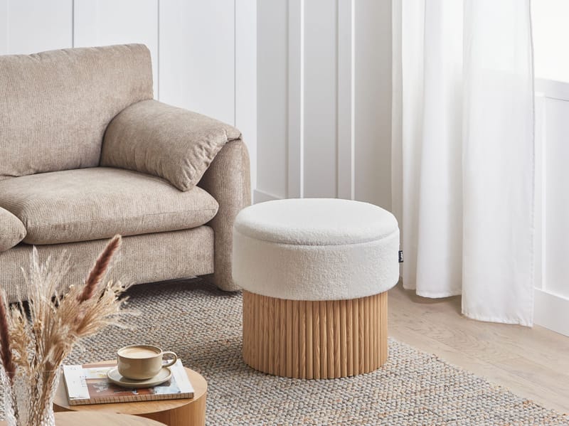 Puff Richey - Off-White - Möbler - Stolar & fåtöljer - Pall & puff - Sittpuff - Sittpuff med förvaring
