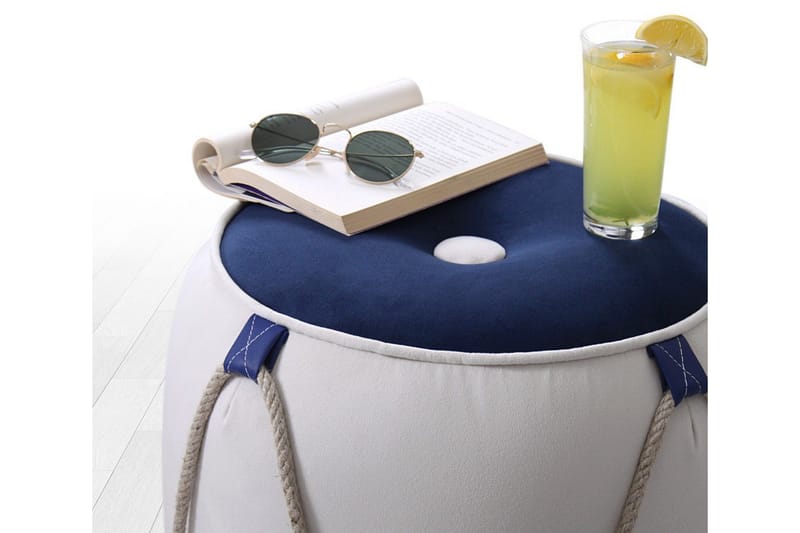 Redlands Sittpuff 42 cm - Vit/Blå - Möbler - Stolar & fåtöljer - Pall & puff - Sittpuff