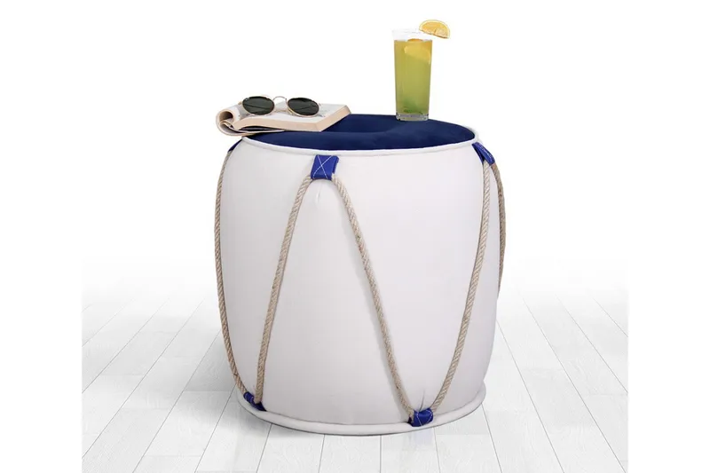 Redlands Sittpuff 42 cm - Vit/Blå - Möbler - Stolar & fåtöljer - Pall & puff - Sittpuff