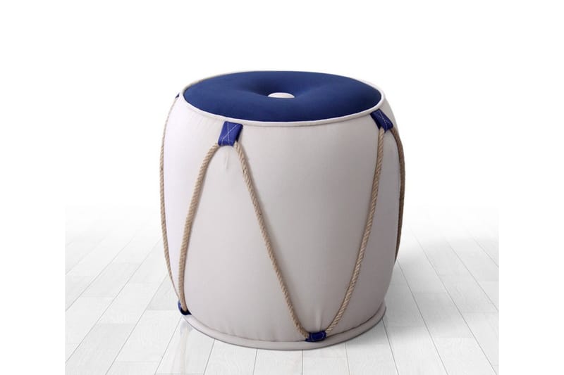 Redlands Sittpuff 42 cm - Vit/Blå - Möbler - Stolar & fåtöljer - Pall & puff - Sittpuff