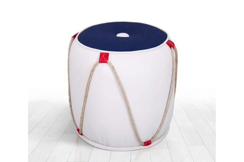Redlands Sittpuff 42 cm - Vit/Röd - Möbler - Stolar & fåtöljer - Pall & puff - Sittpuff