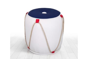 Redlands Sittpuff 42 cm - Vit/Röd - Möbler - Stolar & fåtöljer - Pall & puff - Sittpuff