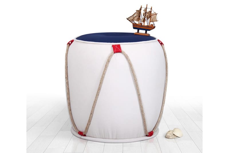 Redlands Sittpuff 42 cm - Vit/Röd - Möbler - Stolar & fåtöljer - Pall & puff - Sittpuff