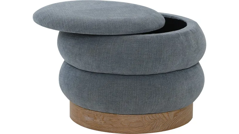 Selvaro Puff med förvaring 50 cm Rund - Blå - Möbler - Stolar & fåtöljer - Pall & puff - Sittpuff - Sittpuff med förvaring