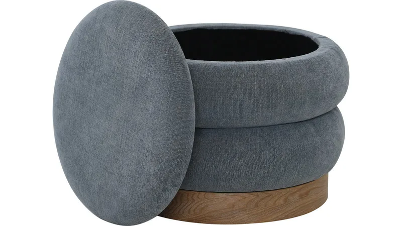 Selvaro Puff med förvaring 50 cm Rund - Blå - Möbler - Stolar & fåtöljer - Pall & puff - Sittpuff - Sittpuff med förvaring