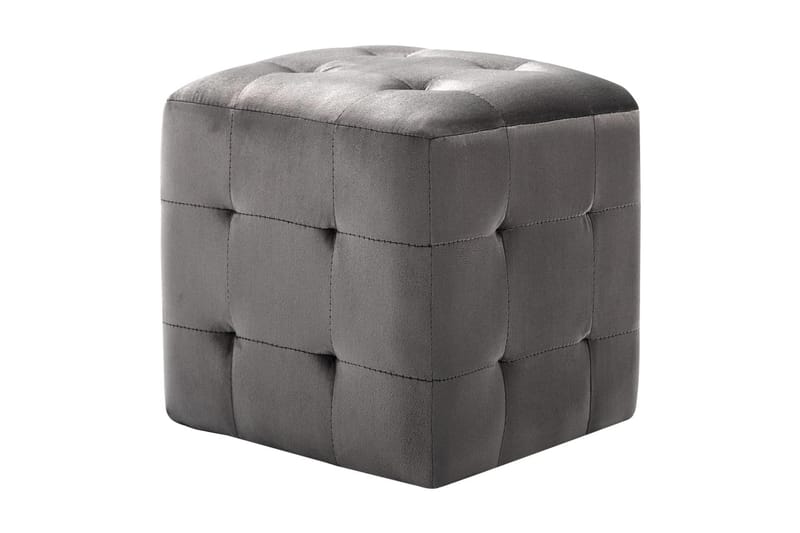Sittpuff 2 st grå 30x30x30 cm sammetstyg - Grå - Möbler - Stolar & fåtöljer - Pall & puff - Sittpuff