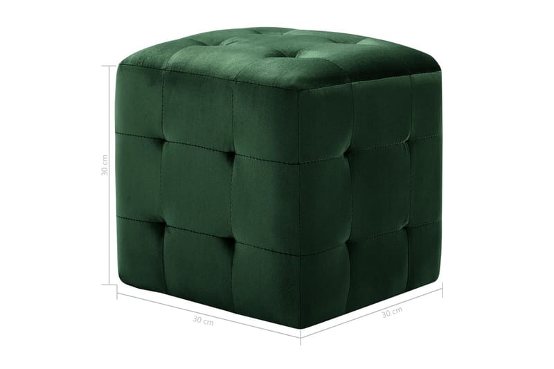 Sittpuff 2 st grön 30x30x30 cm sammetstyg - Grön - Möbler - Stolar & fåtöljer - Pall & puff - Sittpuff