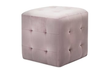 Sittpuff 2 st rosa 30x30x30 cm sammetstyg