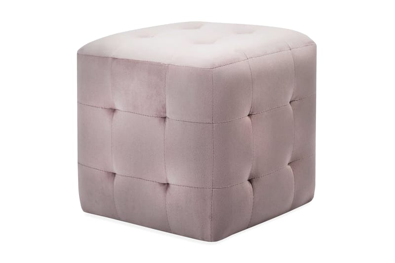 Sittpuff 2 st rosa 30x30x30 cm sammetstyg - Rosa - Sittpuff