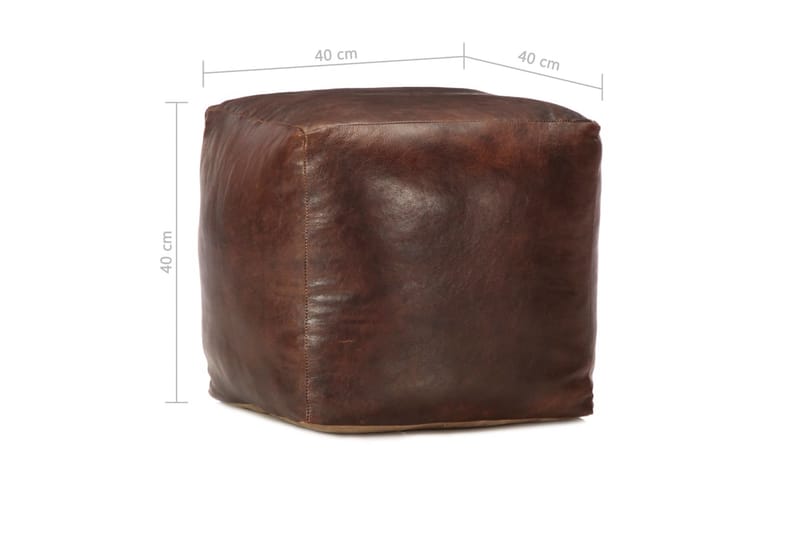 Sittpuff mörkbrun 40x40x40 cm äkta getskinn - Brun - Möbler - Stolar & fåtöljer - Pall & puff - Sittpuff