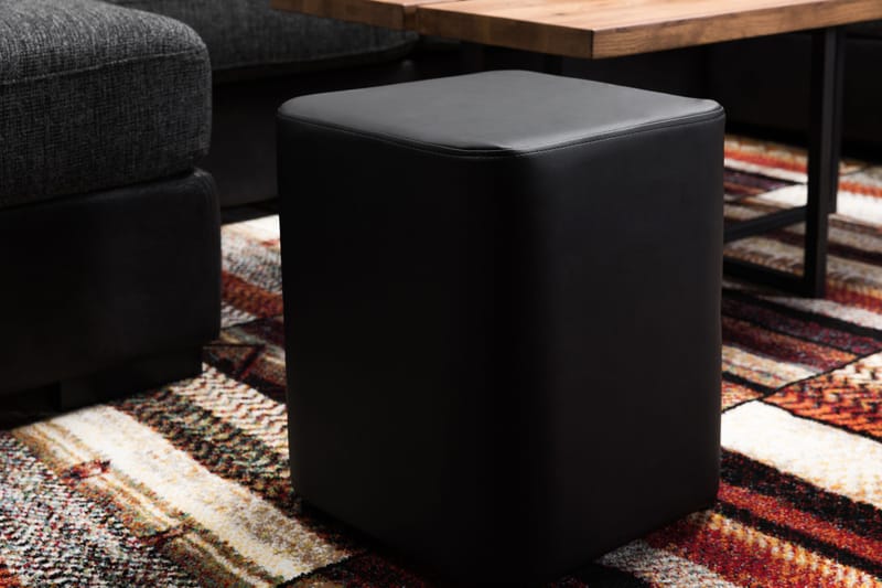 Square Pall Läder - Svart - Möbler - Stolar & fåtöljer - Pall & puff - Sittpuff